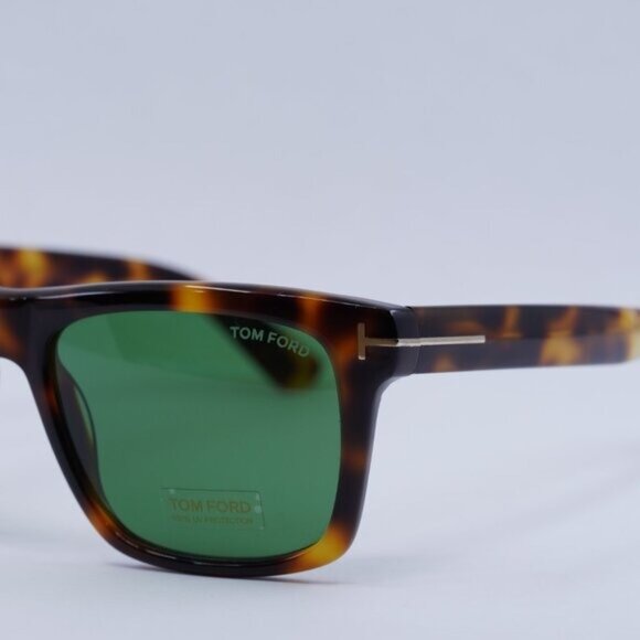 Tom Ford FT0906 53N Buckley02 Sunglasses Havana Square Frame, Green Lenses - Picture 4 of 10